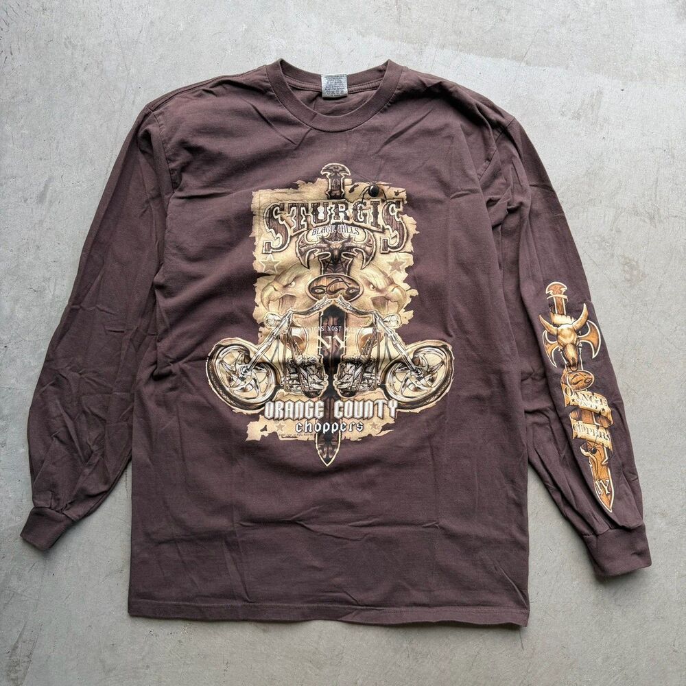 Vintage Y2K Cygnus Mens XL Shirt Sturgis Orange County Choppers Motorcycle Biker